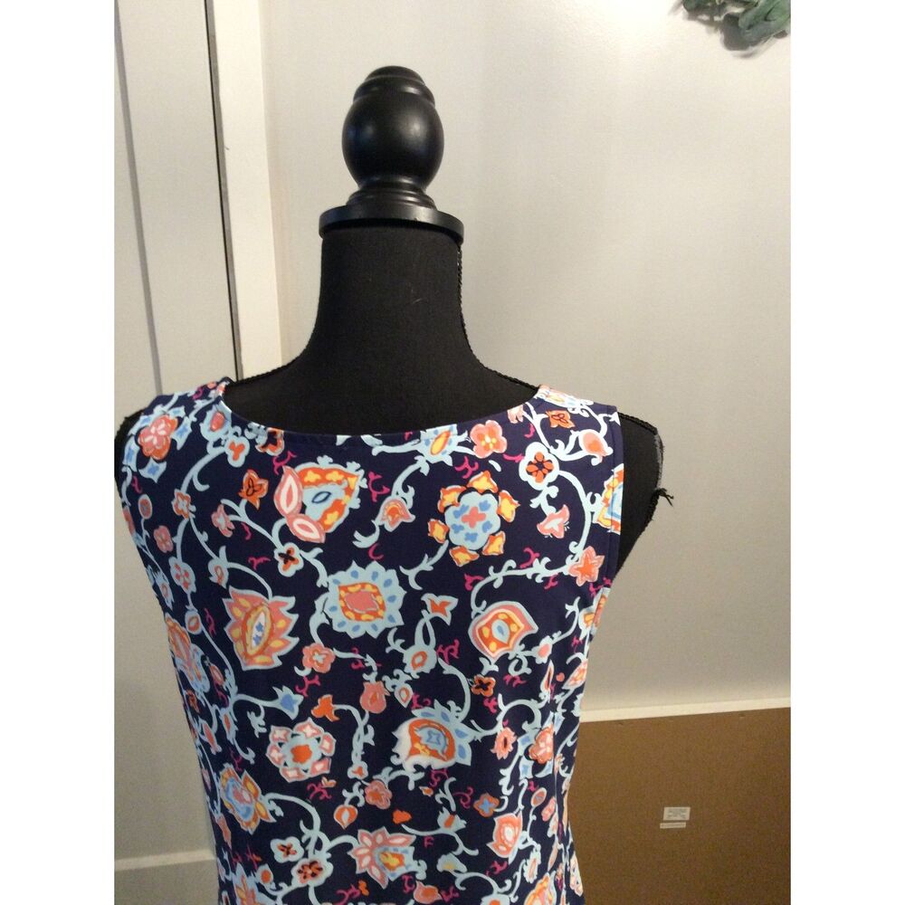 Talbots Floral Sleeveless Dress Medium M Blue VNC - Picture 4 of 5
